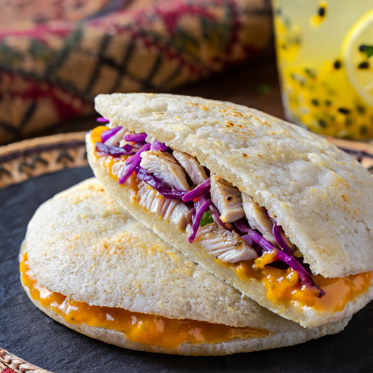 Arepa de Mero a la Florida con Salsa de Mango y Habanero