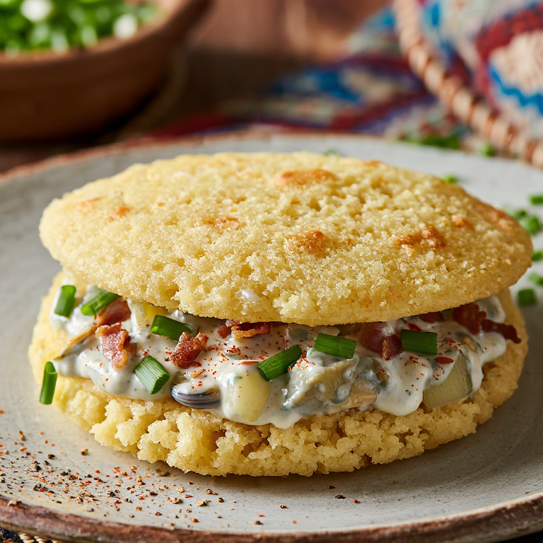 New England Clam Chowder Arepa