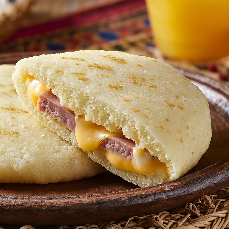 Arepa Jersey Breakfast: Rellena de Pork Roll, Huevo y Queso Americano