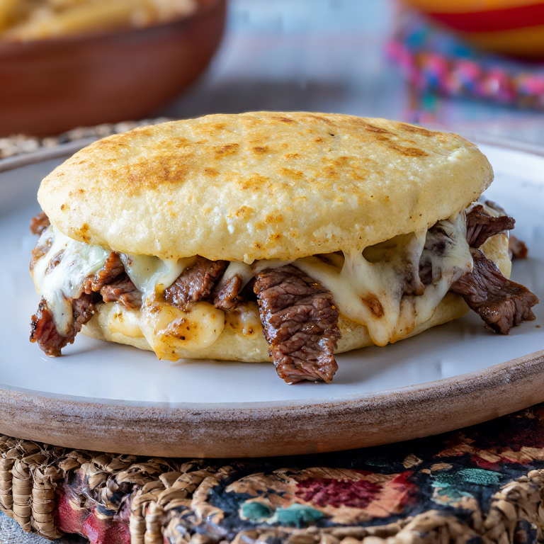 Arepa Filadelfia (Philly Cheesesteak Arepa)