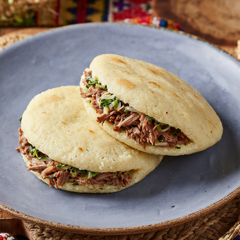 Arepa de BBQ Pulled Pork con Ensalada de Col