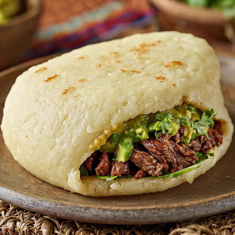 Arepa Californiana: Carne Asada con Aguacate y Chipotle