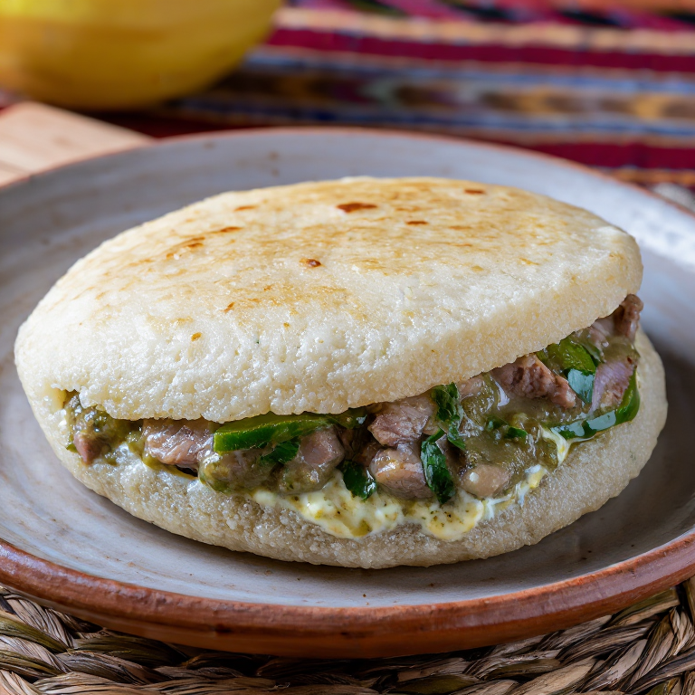 Arepa de Cerdo al Chile Verde