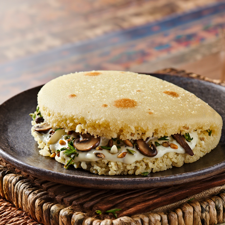 Arepa de Arroz Salvaje y Champiñones (Inspiración: Sopa de Arroz Salvaje de Minnesota)