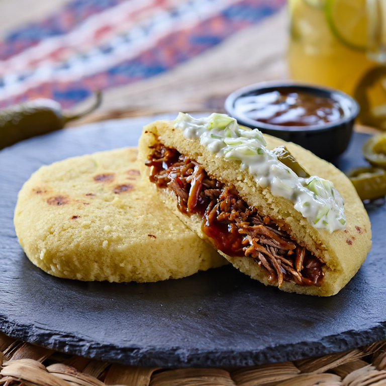 Arepa al Estilo St. Louis: Cerdo BBQ con Coleslaw