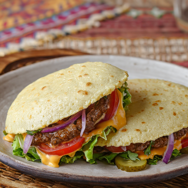 Arepa de Cheeseburger Americano (Estilo Woodlawn)