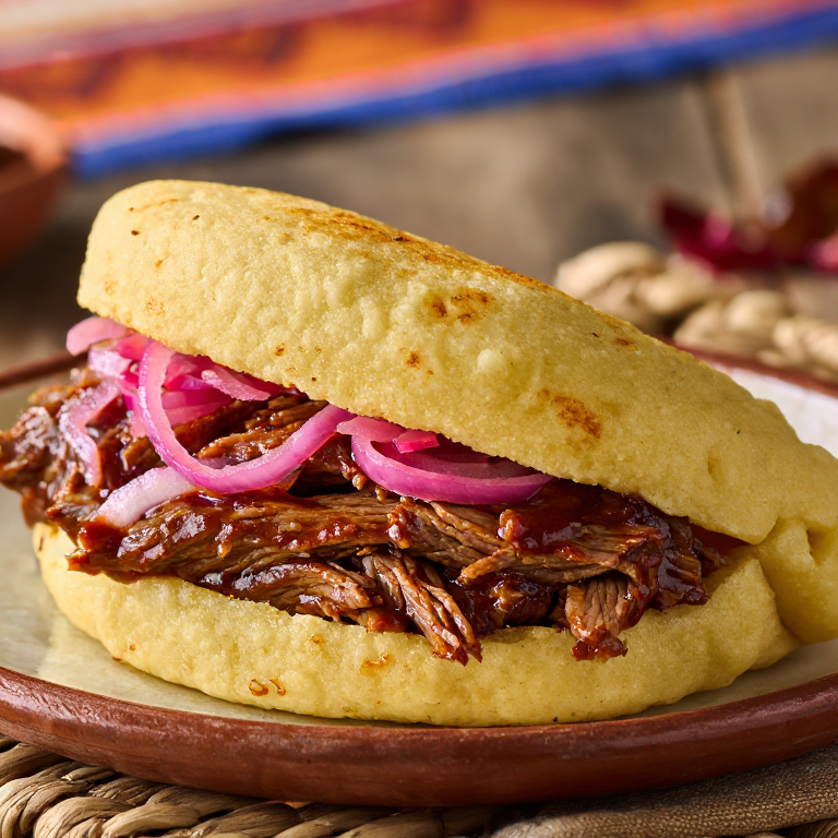 Arepa de Brisket al Estilo de Texas