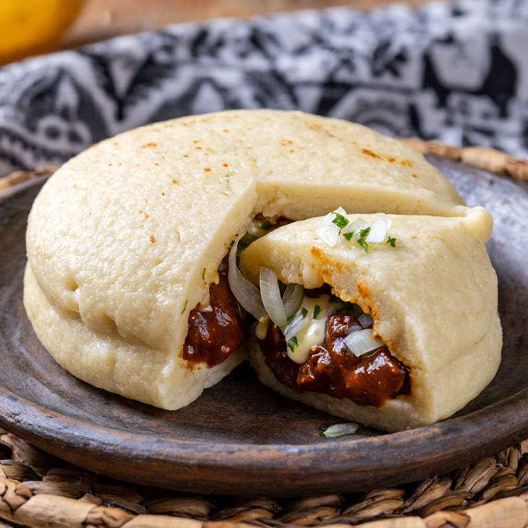 Arepa rellena de chili estilo Ohio (inspirada en Zanesville)