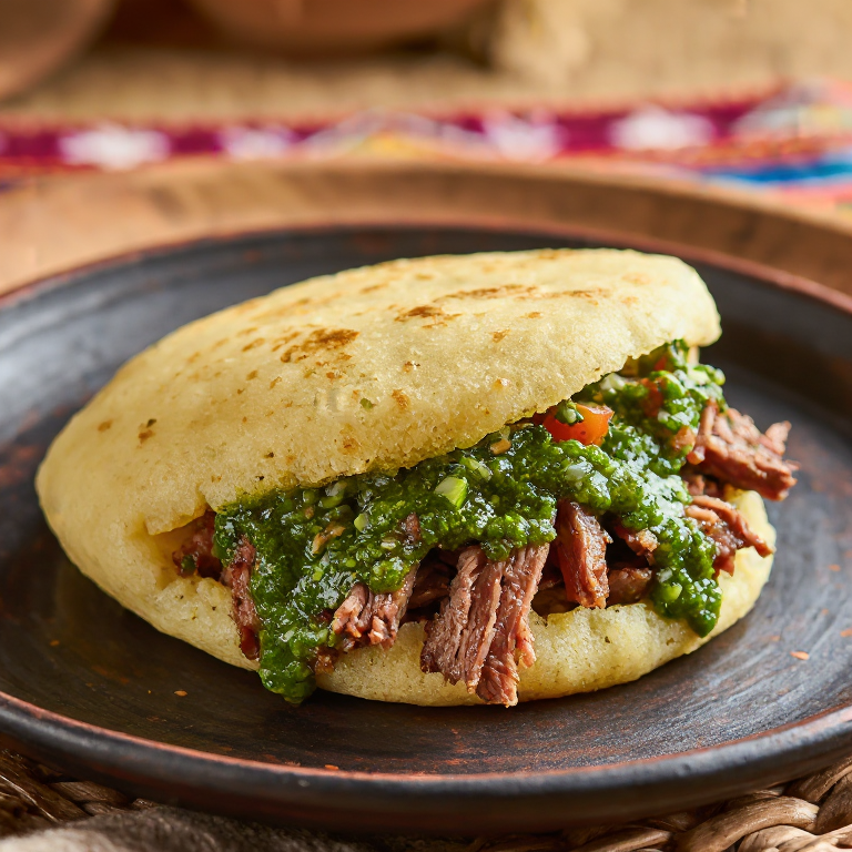 Arepa de Vacio con Chimichurri (Estilo Rivera)