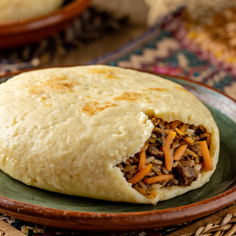 Arepa rellena de plov uzbeko