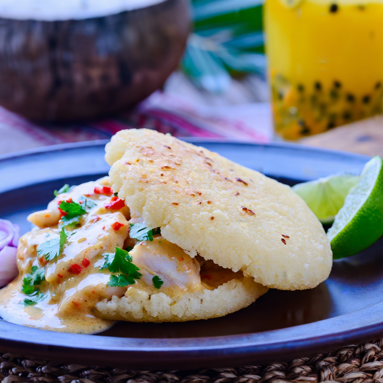 Arepa Rellena de Pescado en Salsa de Coco (Estilo Vanuatu)