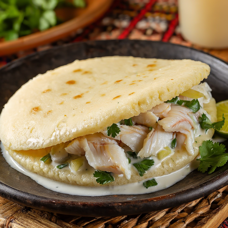 Arepa Rellena de Pescado con Coco al Estilo de Sola