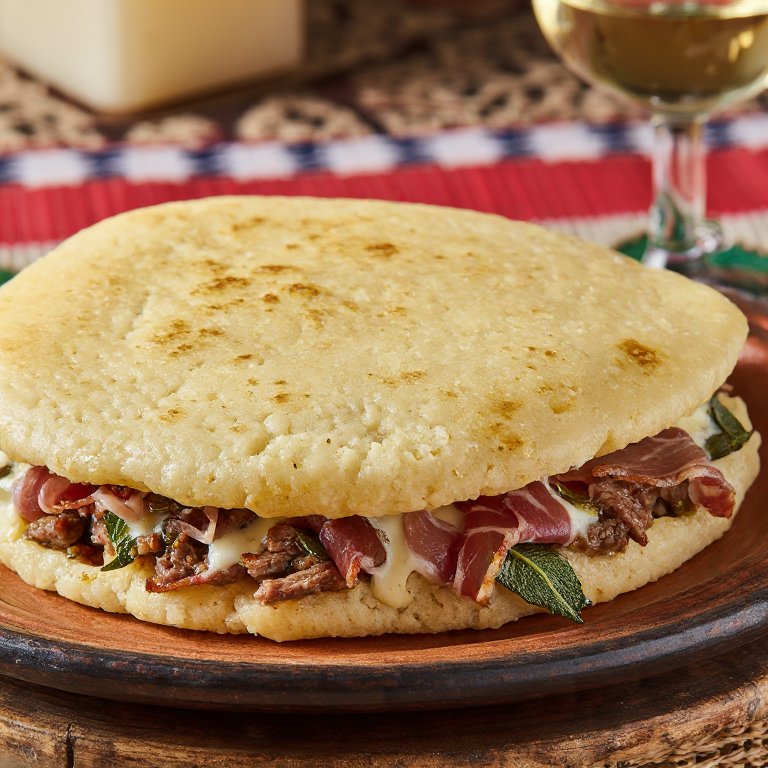 Arepa de Saltimbocca alla Romana