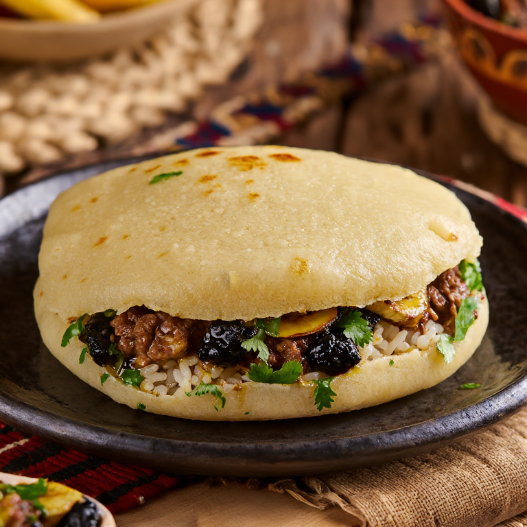 Arepa de Pabellón Criollo Inspirada en La Victoria