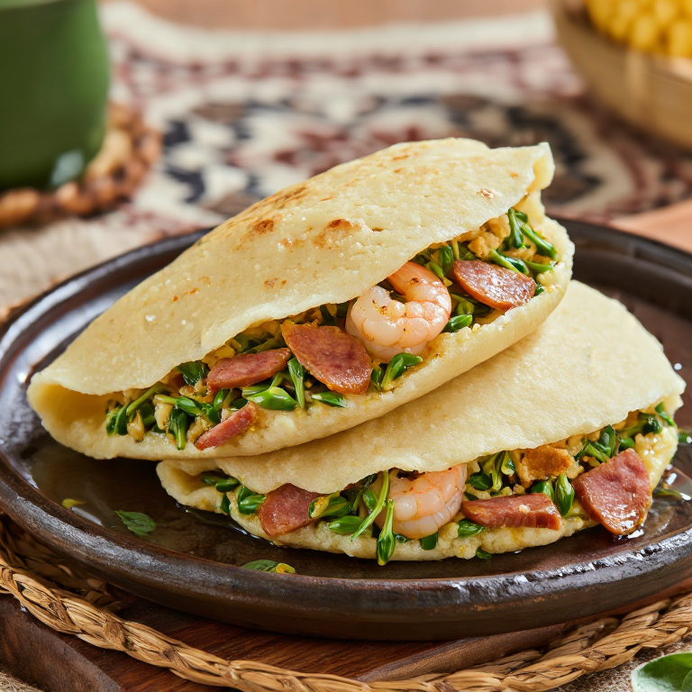 Arepa de Camarones y Cerdo al Estilo Bánh Xèo (Inspirada en Đà Nẵng)