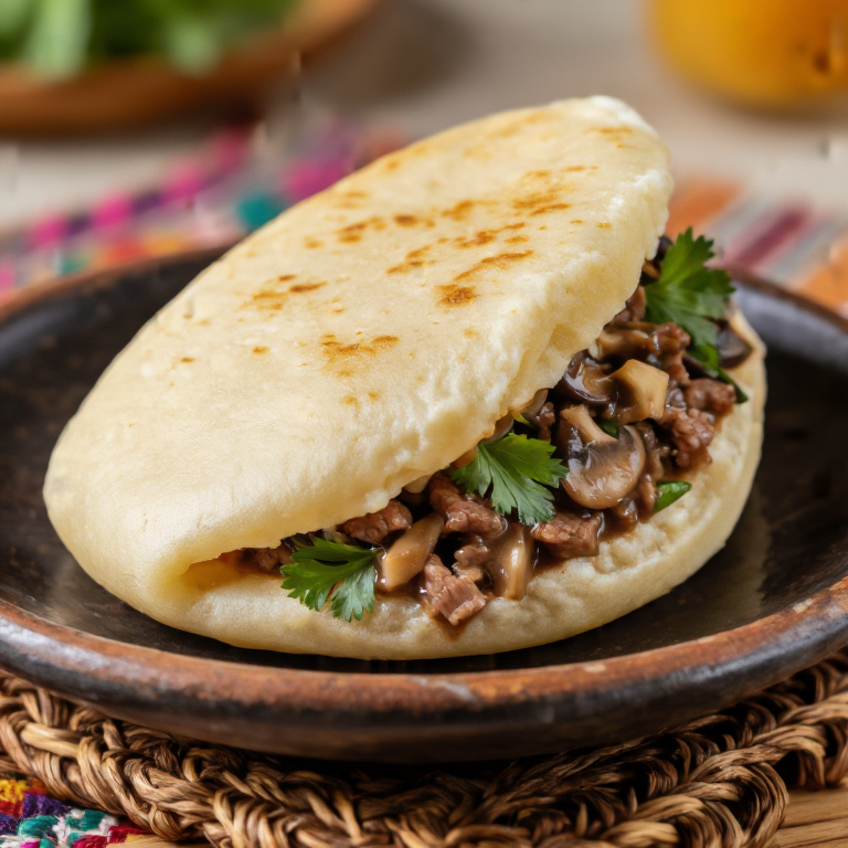 Arepa Rellena de Cerdo y Hongos estilo Bánh Tẻ de Hưng Yên