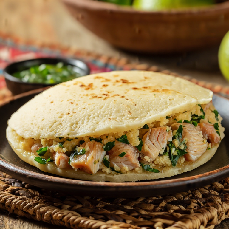 Arepa Rellena de Cá Suối Nướng (Pescado de Río Asado al Estilo Điện Biên)