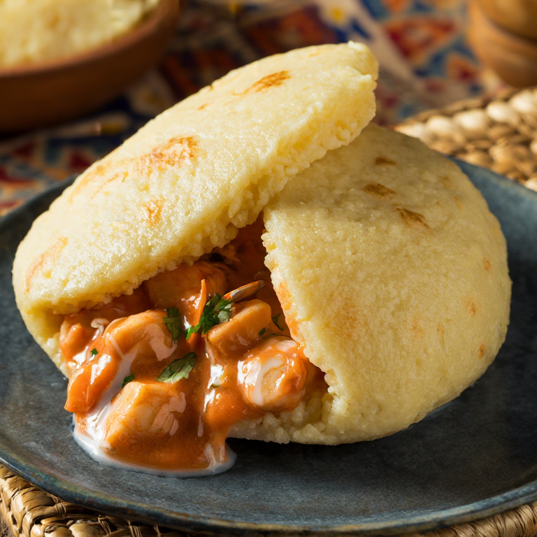 Arepa Rellena de Guiso de Caracol (Conch Stew Arepa)