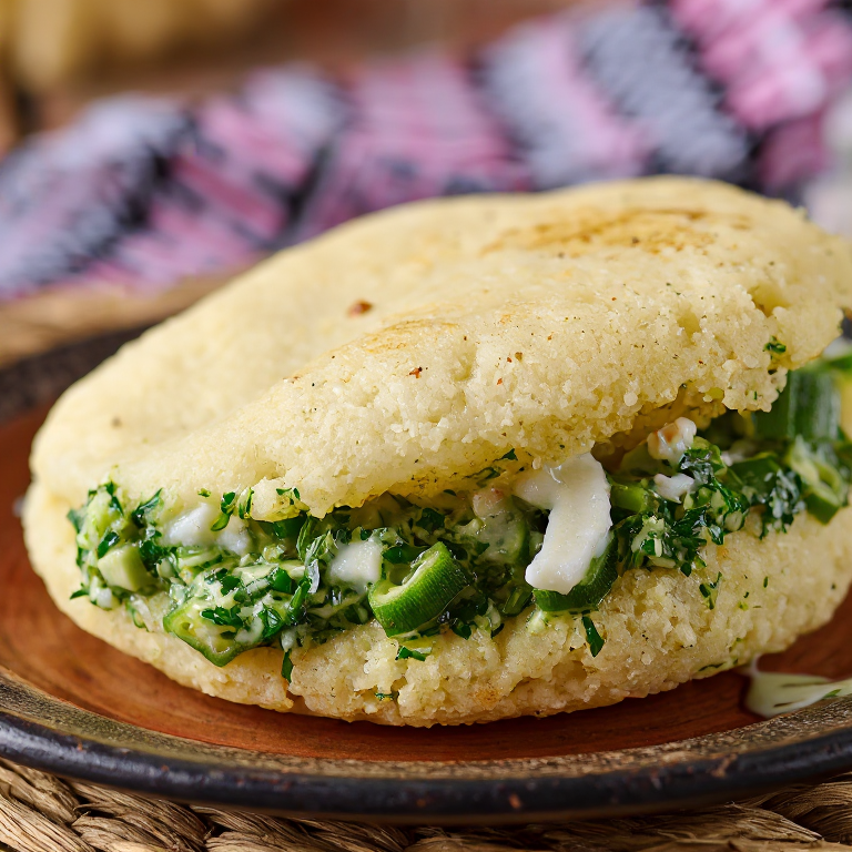 Arepa de Callaloo con Bacalao Salado