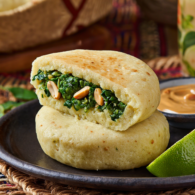 Arepa de Maní y Verduras (Ifisashi Fusion)