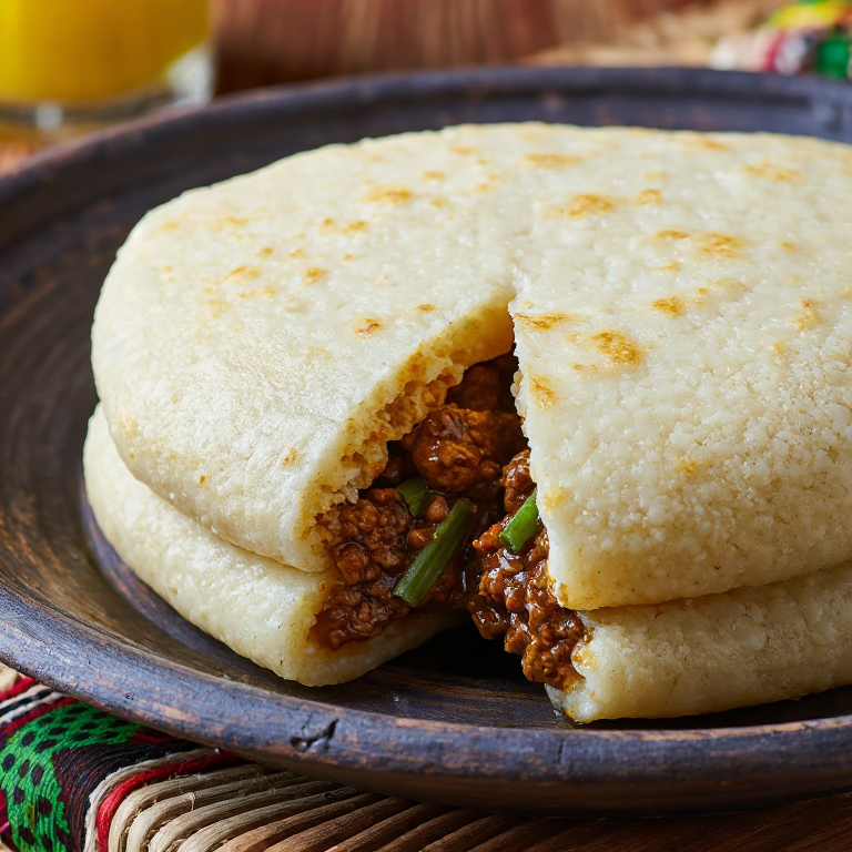 Arepa de Beitbridge: Relleno de Carne Guisada con Cacahuetes y Espinacas